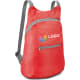 Mochila plegable personalizada de poliéster y bolsillo central rojo