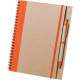 Libreta ecológica de cartón reciclado con banda elástica y boli 16,5 x 21 cm naranja