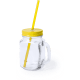 Vaso de cristal con tapa y pajita de plástico (500 ml)