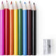 Estuche de poliéster con 8 lápices de colores y sacapuntas