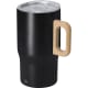 Taza térmica personalizada de acero reciclado con asa de madera (400 ml)