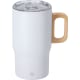 Taza térmica personalizada de acero reciclado con asa de madera (400 ml) blanco