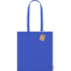 Bolsa de tela algodón reciclado asas largas reforzadas 140 g/m²  azul