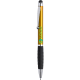 Bolígrafo con puntero táctil color metalizado brillante y empuñadura suave amarillo