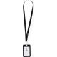 Identificador con lanyard de poliéster y PVC publicitario negro
