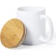 Taza de cerámica acabado mate y tapa de bambú personalizada (370 ml)