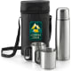 Termo personalizado de acero inox. con funda y tazas (500 ml)