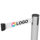 Poste separador plata con cinta extensible hasta 2 M y personalizada blanco