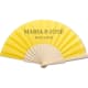 Abanico para boda de tela amarillo