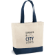 Bolsa de playa de lona bicolor con asas 46 x 40 x 15 cm