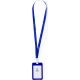 Identificador con lanyard de poliéster y PVC publicitario azul