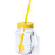 Vaso de cristal con tapa y pajita de plástico (500 ml) amarillo