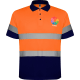Polo técnico manga corta de alta visibilidad Polaris Roly azul marino/naranja fluor