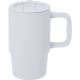 Taza cerámica acabado mate con tapadera deslizante (430 ml) blanco