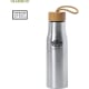 Botella inox. personalizada con tapón de bambú y cinta (600 ml)