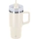 Taza térmica acero inox reciclado con tapa y pajita (450 ml) natural