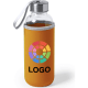 Botella de agua personalizada de cristal con funda (420 ml) naranja