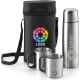 Termo personalizado de acero inox. con funda y tazas (500 ml)