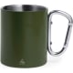 Taza de acero inox reciclado y asa mosquetón personalizable por 1 cara (300 ml) verde