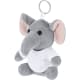 Llavero elefante de poliéster con camiseta blanca y anilla metálica