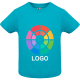 Camiseta manga corta 100% algodon peinado de niño Baby Roly azul turquesa