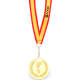 Cinta roja y medalla color oro, plata, bronce españa/oro