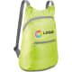 Mochila plegable personalizada de poliéster y bolsillo central verde claro