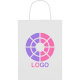 Bolsa de papel publicitaria mediana reciclable 22 x 11 cm blanco