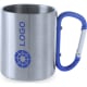 Taza de acero inox.y mosquetón personalizable por 1 cara (210 ml) azul