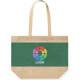 Bolsa de playa personalizada yute y algodón 48x35x15 diseño bicolor verde