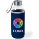 Botella de agua personalizada de cristal con funda (420 ml) azul marino