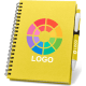 Libreta de papel reciclado con tapa rígida y boli 12,5 x 18 cm amarillo