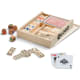 4 juegos en caja de madera