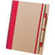 Libreta ecológica de cartón reciclado con banda elástica y boli 16,5 x 21 cm rojo