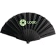Abanico de plástico personalizado y varillas de color a juego negro