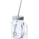 Vaso de cristal con tapa y pajita de plástico (500 ml) plata