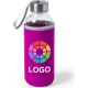 Botella de agua personalizada de cristal con funda (420 ml) fucsia