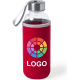Botella de agua personalizada de cristal con funda (420 ml) rojo