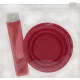 Set cepillo y vaso plegable para higiene dental en bolsa PVC con cierre zip rojo