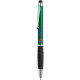 Bolígrafo con puntero táctil color metalizado brillante y empuñadura suave verde