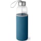 Botella de agua personalizada de vidrio con funda (520 ml) azul