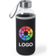 Botella de agua personalizada de cristal con funda (420 ml) negro