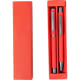 Set de bolígrafo y roller personalizado de aluminio con caja a juego rojo