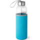 Botella de agua personalizada de vidrio con funda (520 ml) azul claro