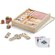 4 juegos en caja de madera natural claro