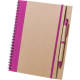 Libreta ecológica de cartón reciclado con banda elástica y boli 16,5 x 21 cm fucsia