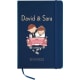 Libreta de tapa rígida con goma para boda 21 x 14 cm azul