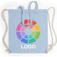 Bolsa mochila con asas de transporte de algodón reciclado 140g/m2 azul claro
