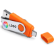 Memoria USB OTG con conexión USB-A y USB-C (mín. 100) naranja