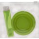 Set cepillo y vaso plegable para higiene dental en bolsa PVC con cierre zip verde claro